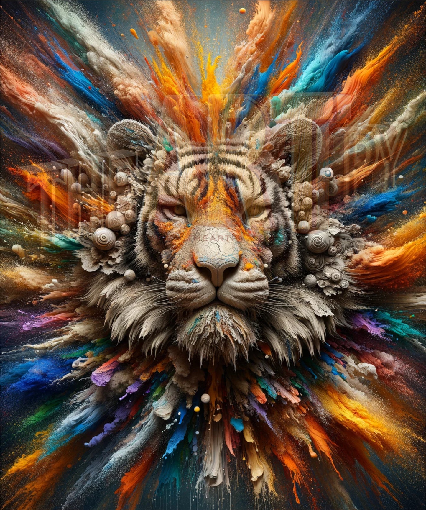 Fierce Rebirth – Exploding Tiger Abstract Art